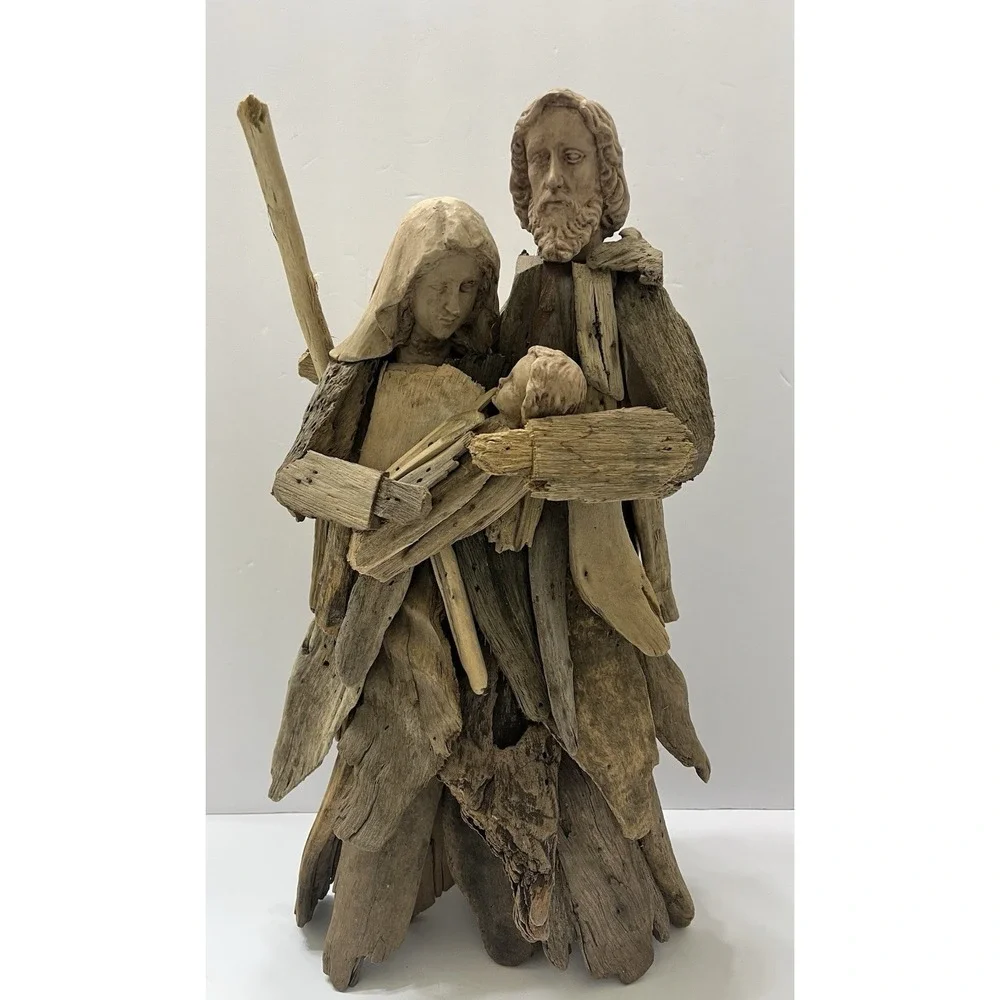 Christmas Driftwood Nativity Large Jesus Mary Joseph 18x11